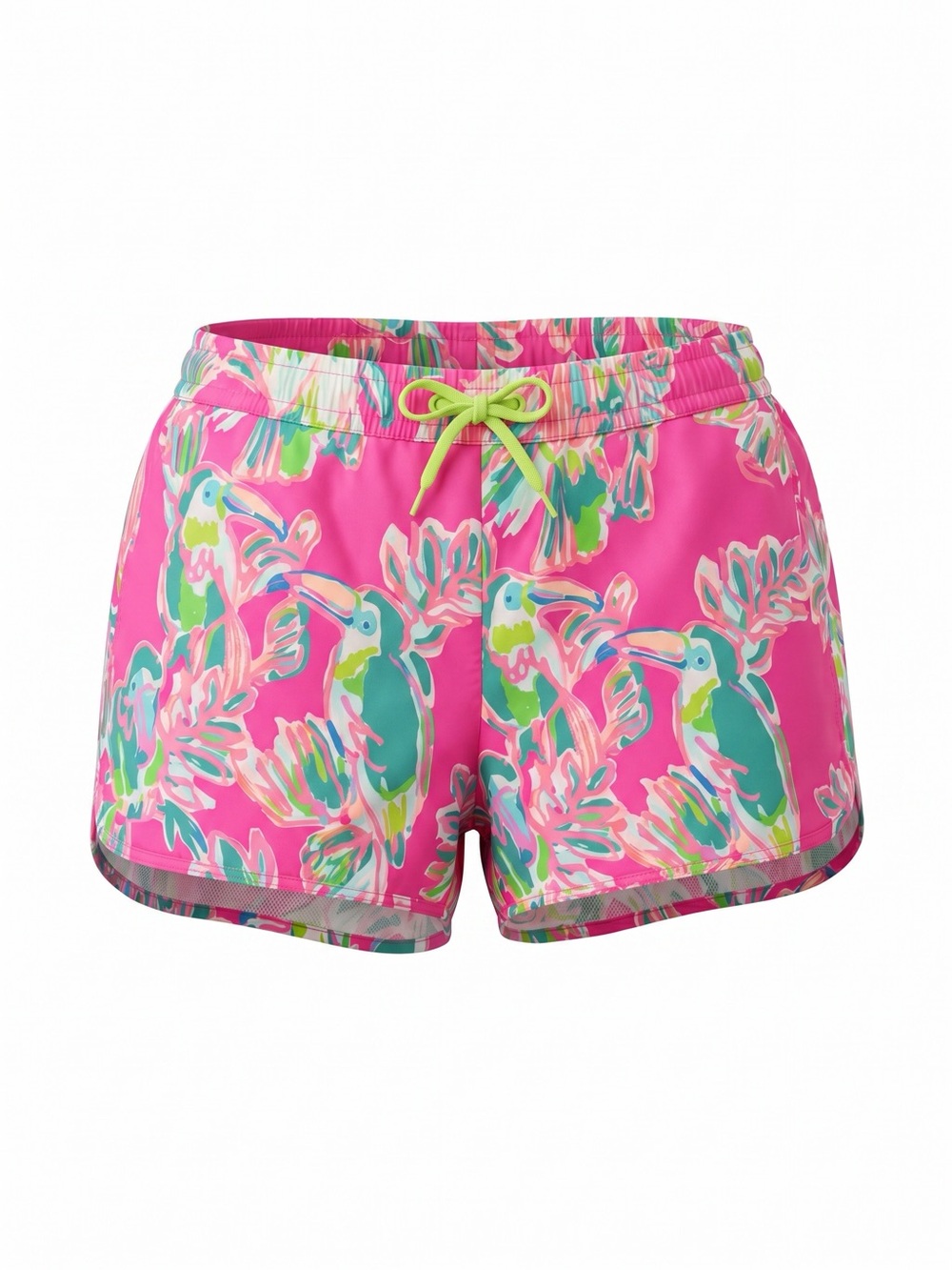 Lilly Pulitzer Pink Toucan Print Ocean Trail Board Shorts Swim Cover Up Large